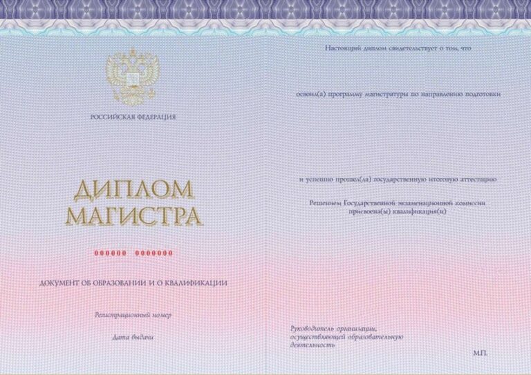 Диплом магистра с 2023 по 2025 год